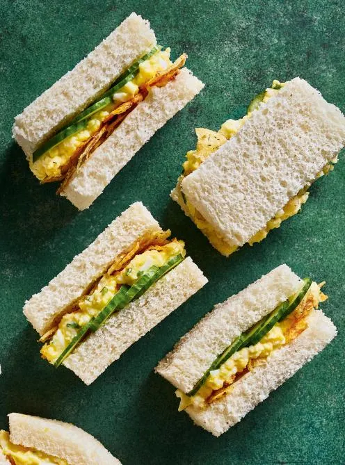 Egg, Cucumber and Chip Sandwiches