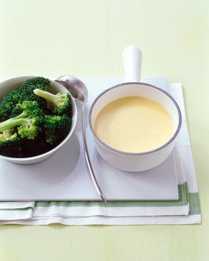Steamed Broccoli with Cheddar Sauce