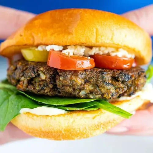 veggie burger with toppings