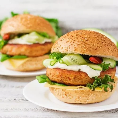 Fish Burger with toppings