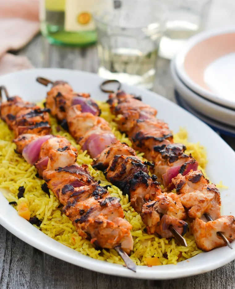 Kabobs with rice