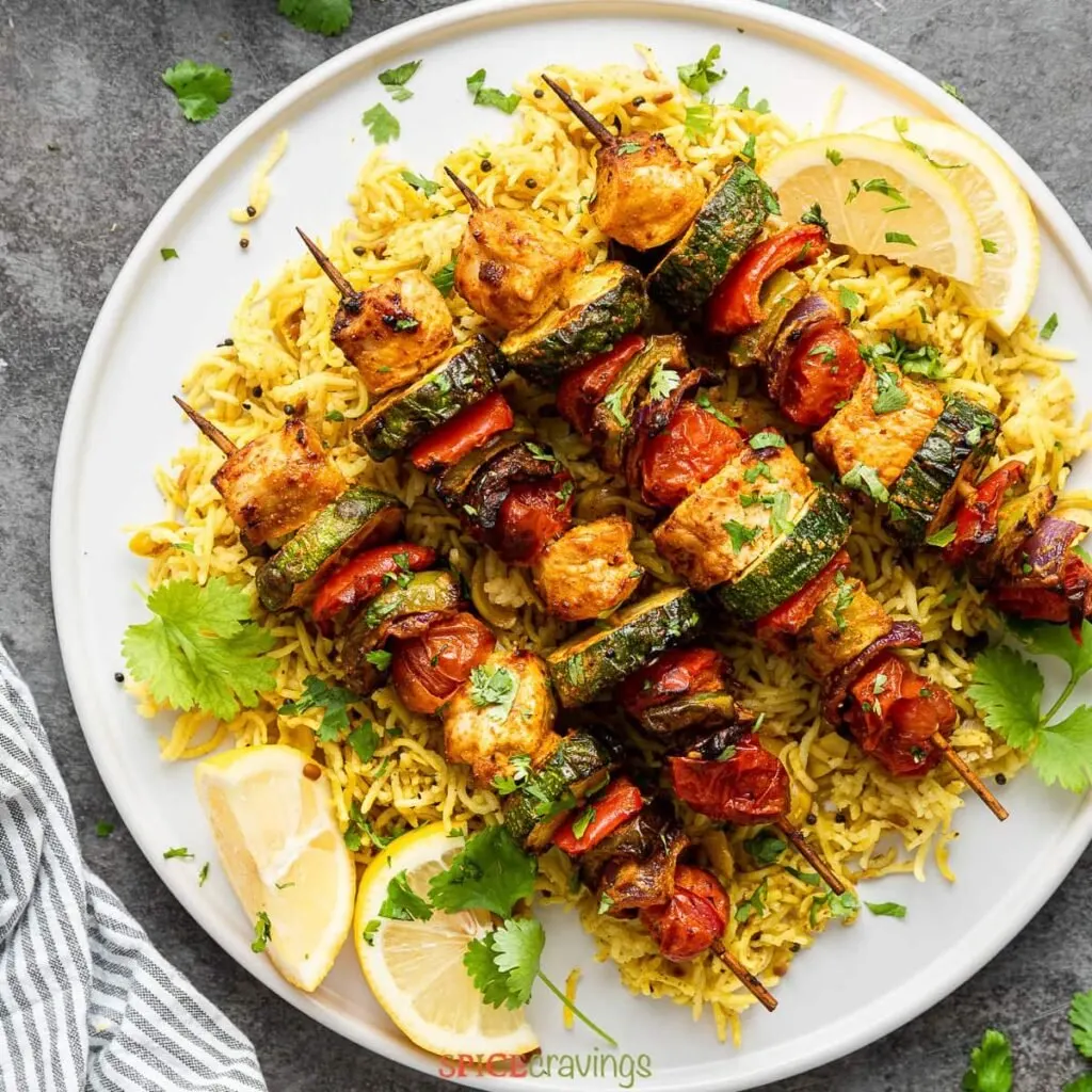 Kebabs with rice