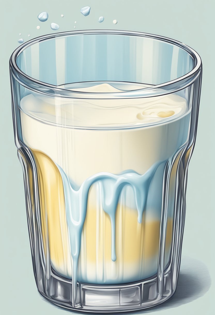 A glass of milk with added acid, curdling into a buttermilk substitute