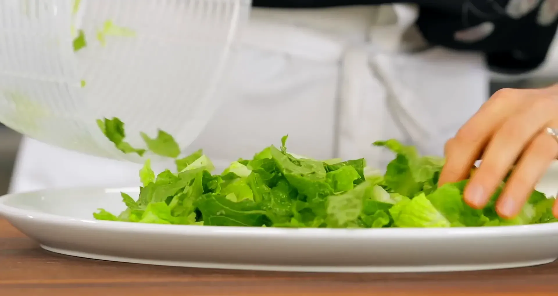 Romaine lettuce on a platter.