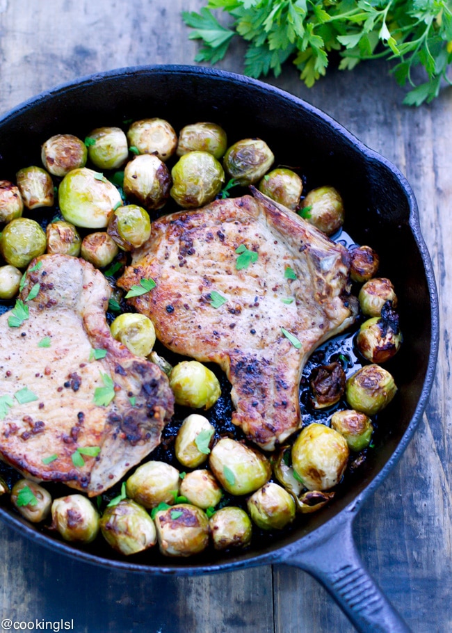 One-Pan Pork Chops with Brussels Sprouts Recipe