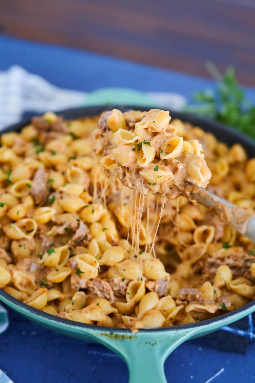 One-Pot Creamy Beef and Shells