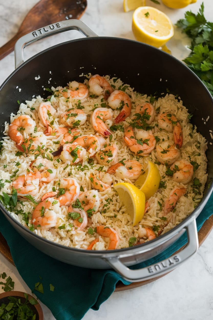 Lemon Garlic Shrimp Rice