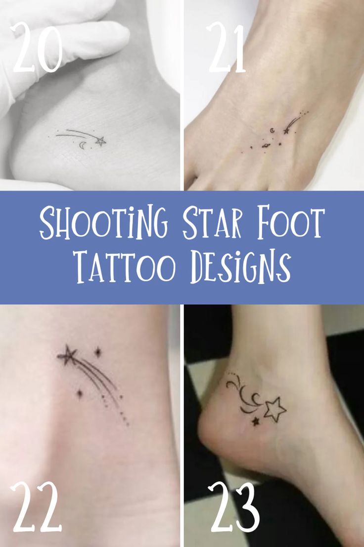 a delicate shooting star tattoo with ankle placement