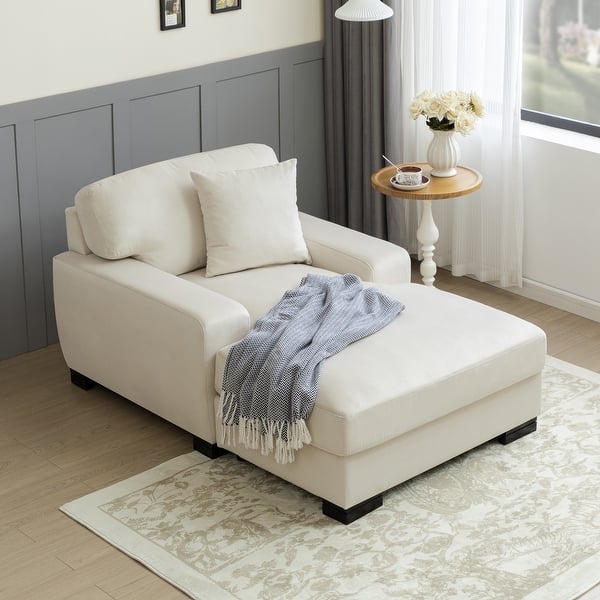 living room with contemporary cream velvet chaise lounge sofa