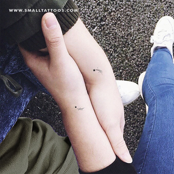 a cute shooting star tattoo with matching design