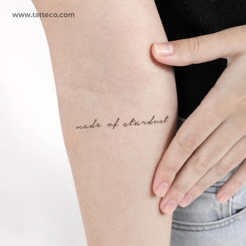 a shooting star tattoo with a unique font