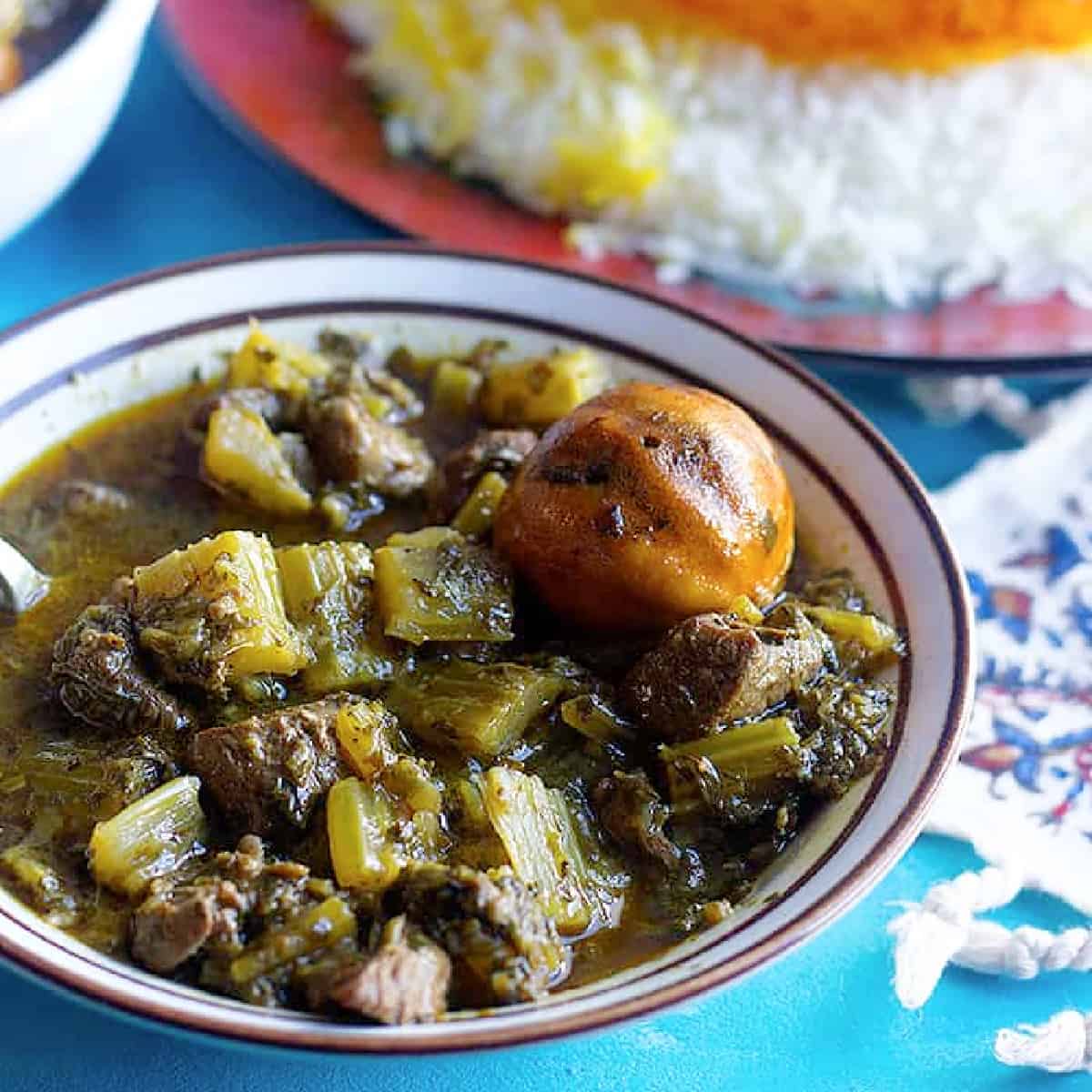 Persian Celery Stew (Khoresh Karafs)