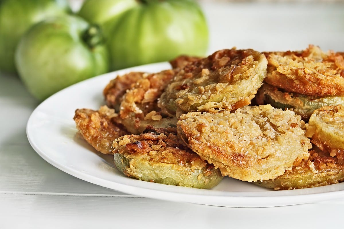 a delicious food with Alabama fried green tomatoes