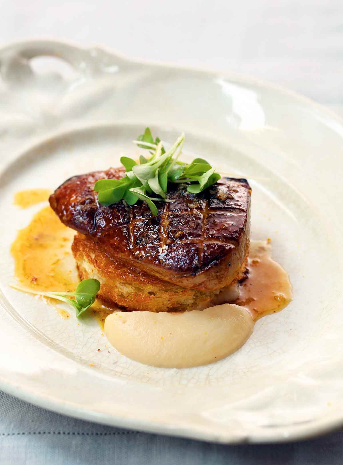 a gourmet foie gras dish with foie gras