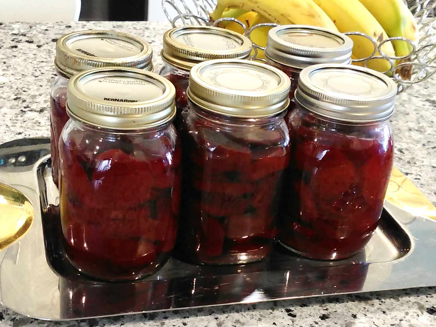 a homemade jar with pickled beets