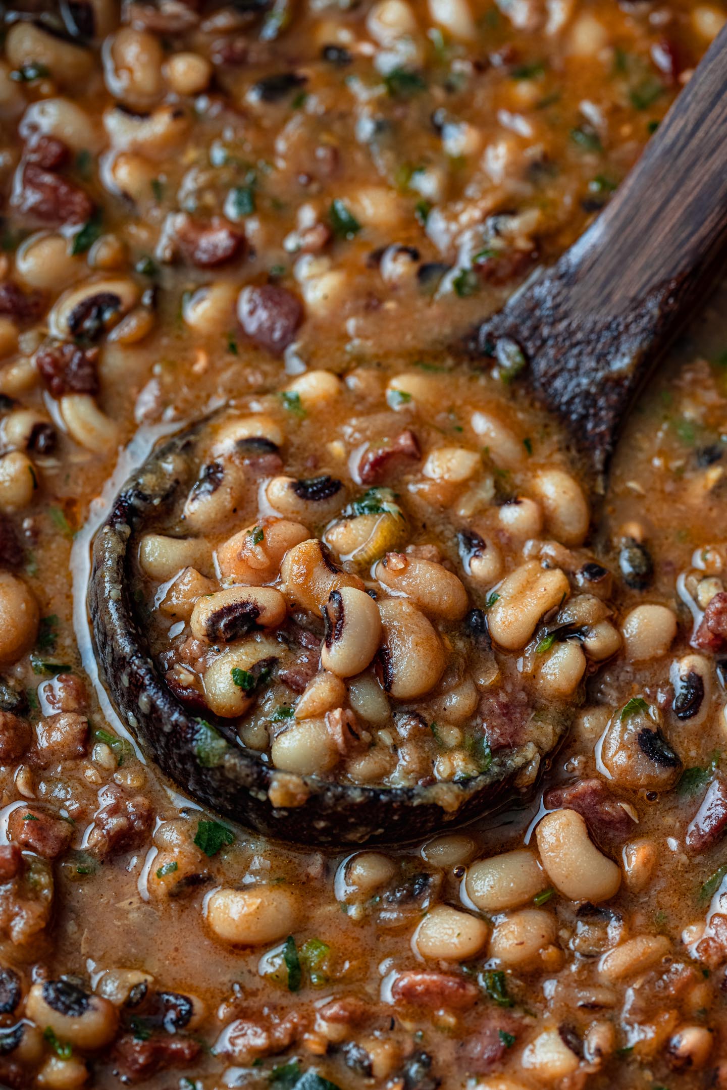 a cooked dish with black-eyed peas