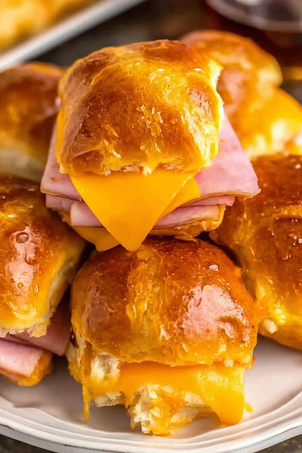 Hot Honey Mini Ham & Cheese Pretzel Sliders