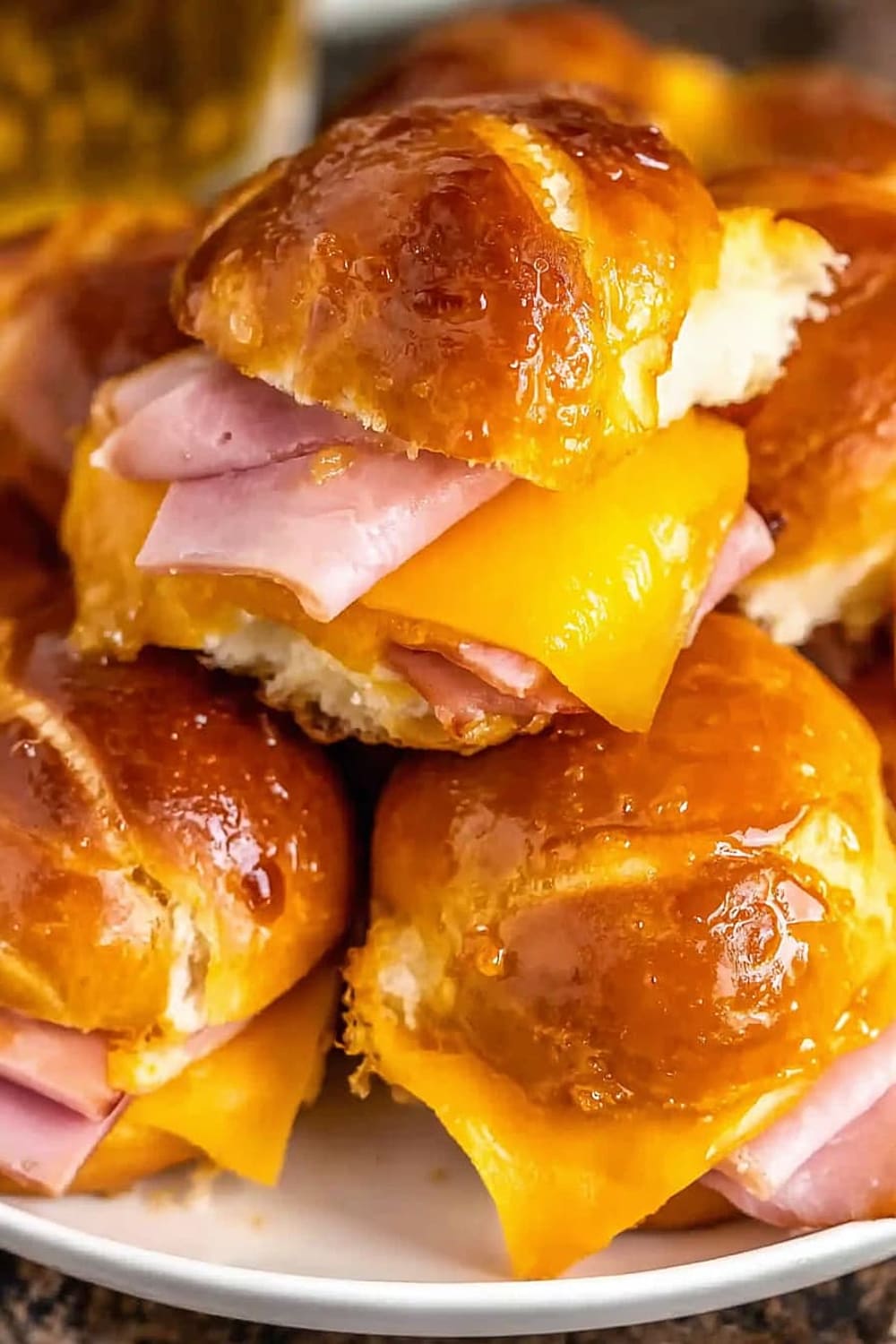 Hot Honey Mini Ham & Cheese Pretzel Sliders