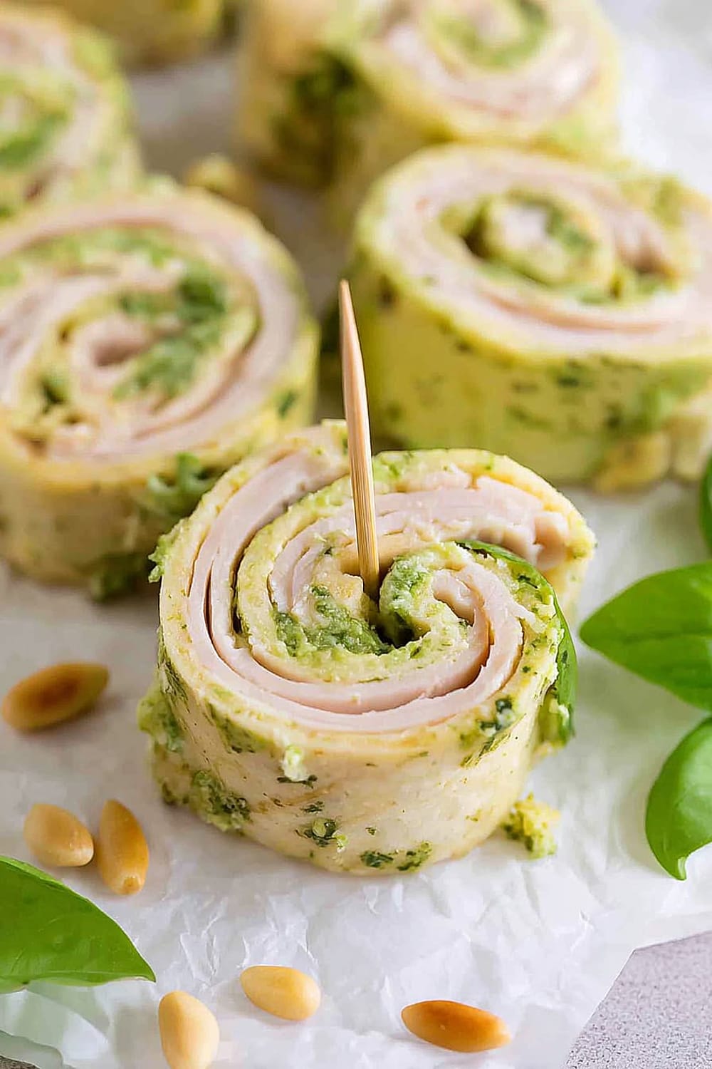 Turkey Pesto Pinwheels with Smoked Provolone