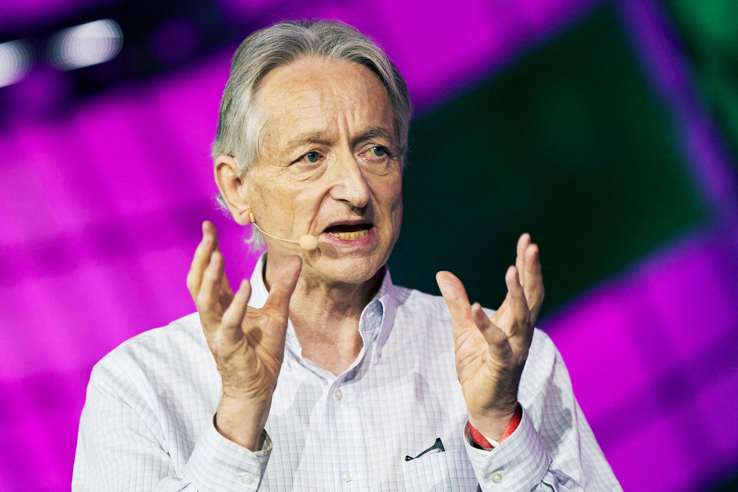 Geoffrey Hinton, known as the Godfather of AI, looking thoughtful.