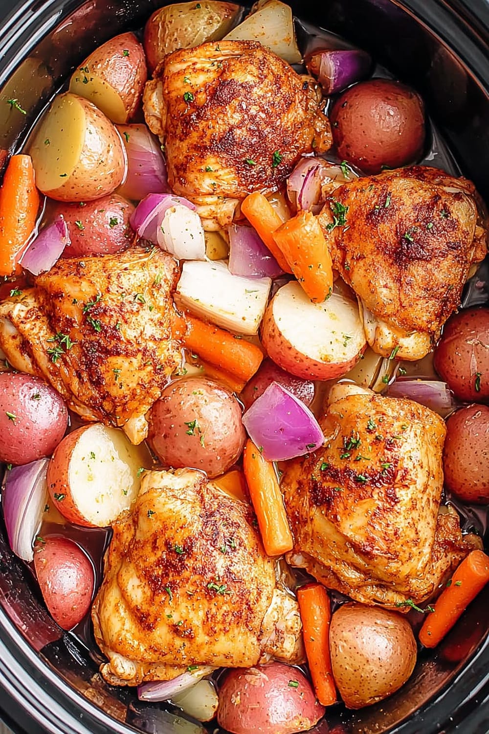 Slow Cooker Chicken Thighs with Potatoes & Carrots