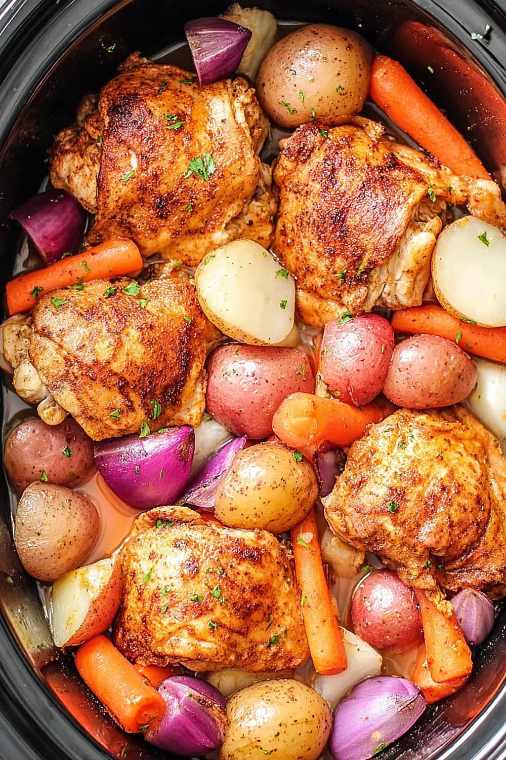 Slow Cooker Chicken Thighs with Potatoes & Carrots