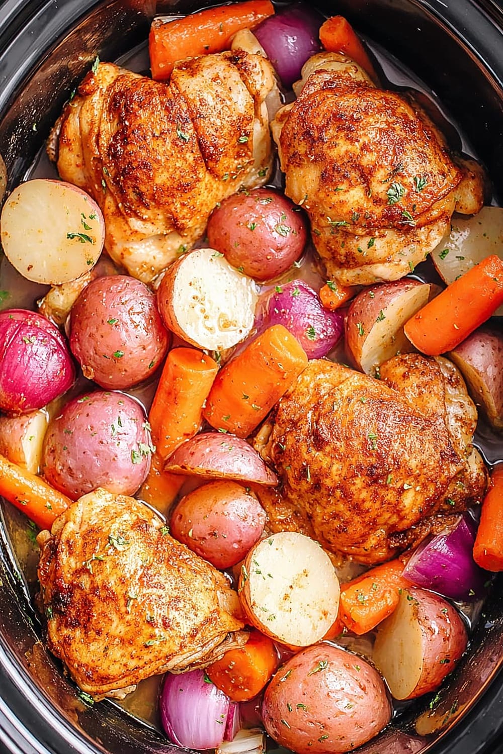 Slow Cooker Chicken Thighs with Potatoes & Carrots
