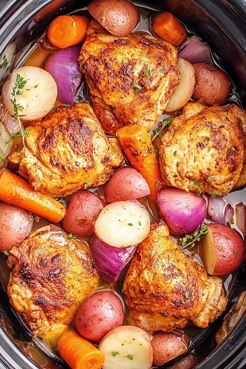 Slow Cooker Chicken Thighs with Potatoes & Carrots