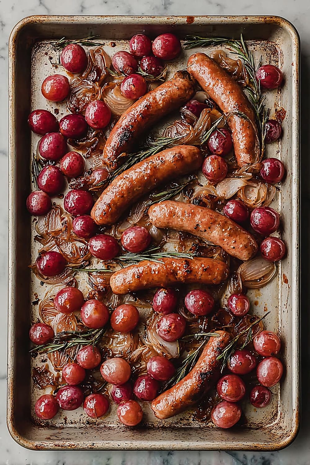 Sheet Pan Roasted Sausage and Grapes