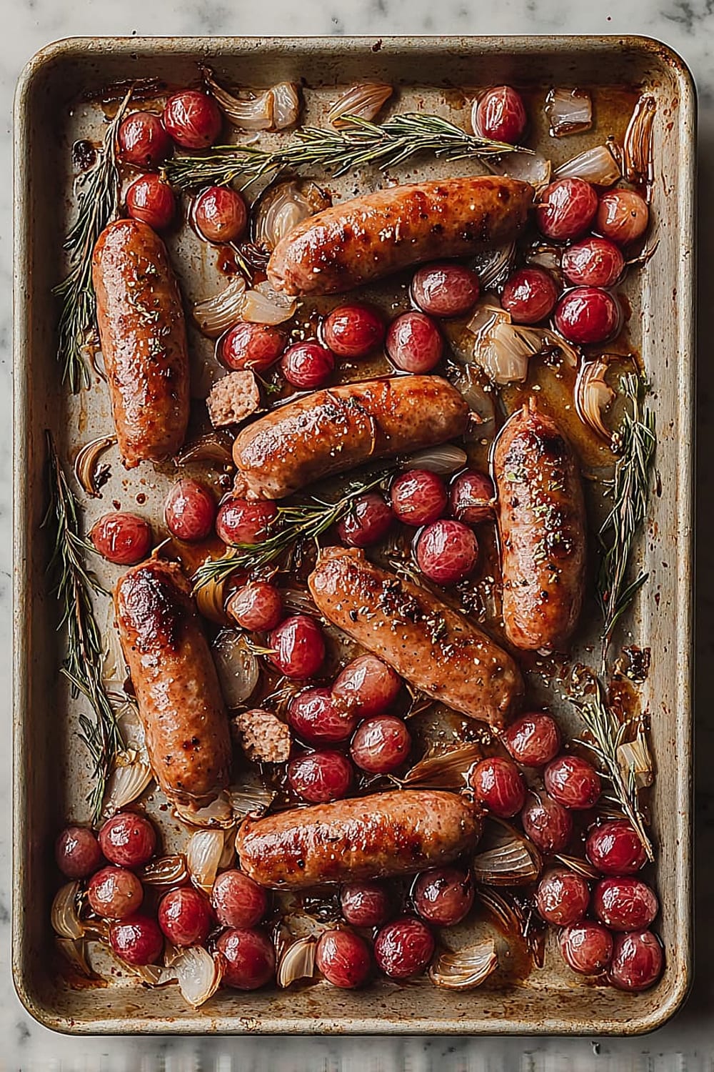 Sheet Pan Roasted Sausage and Grapes