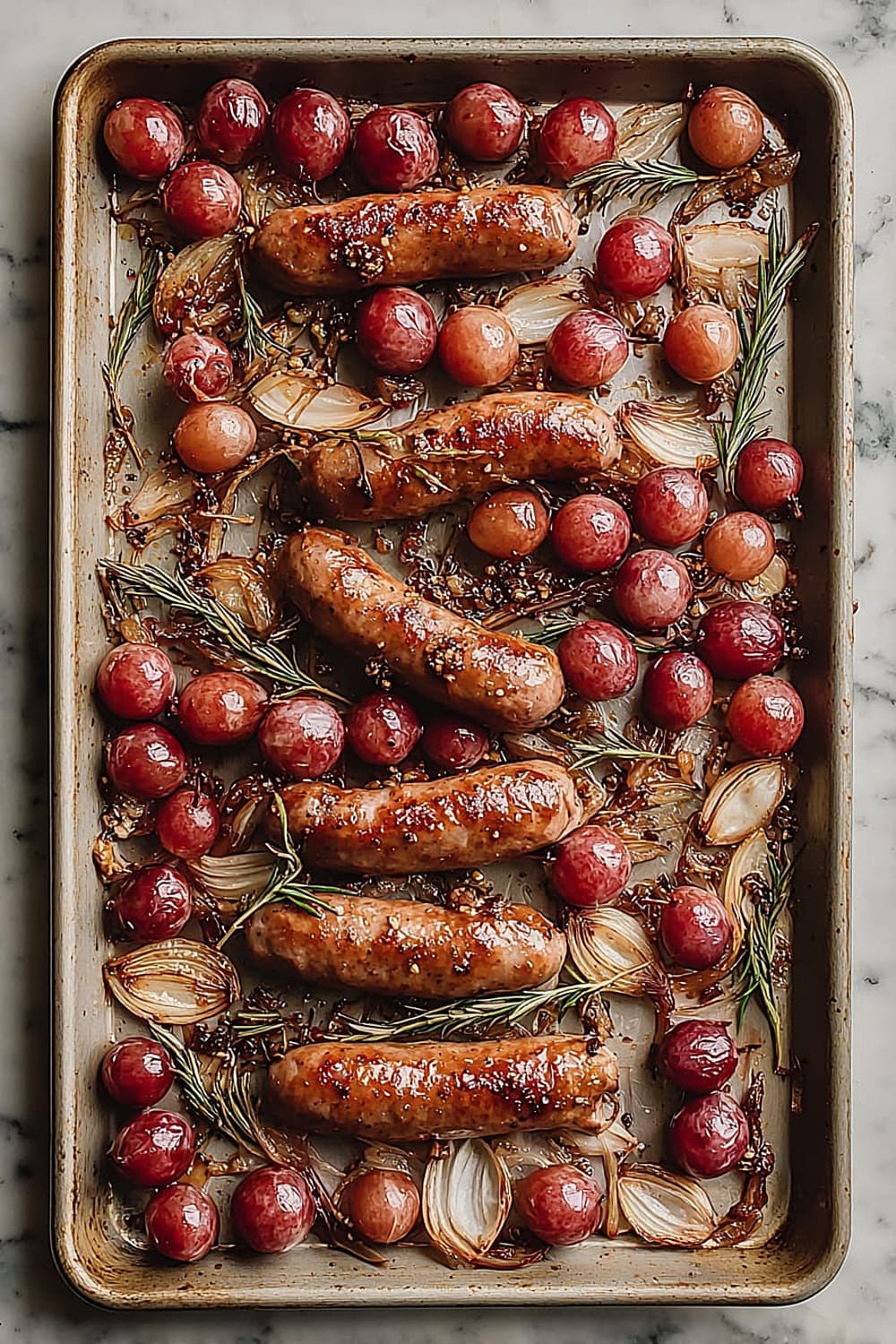 Sheet Pan Roasted Sausage and Grapes