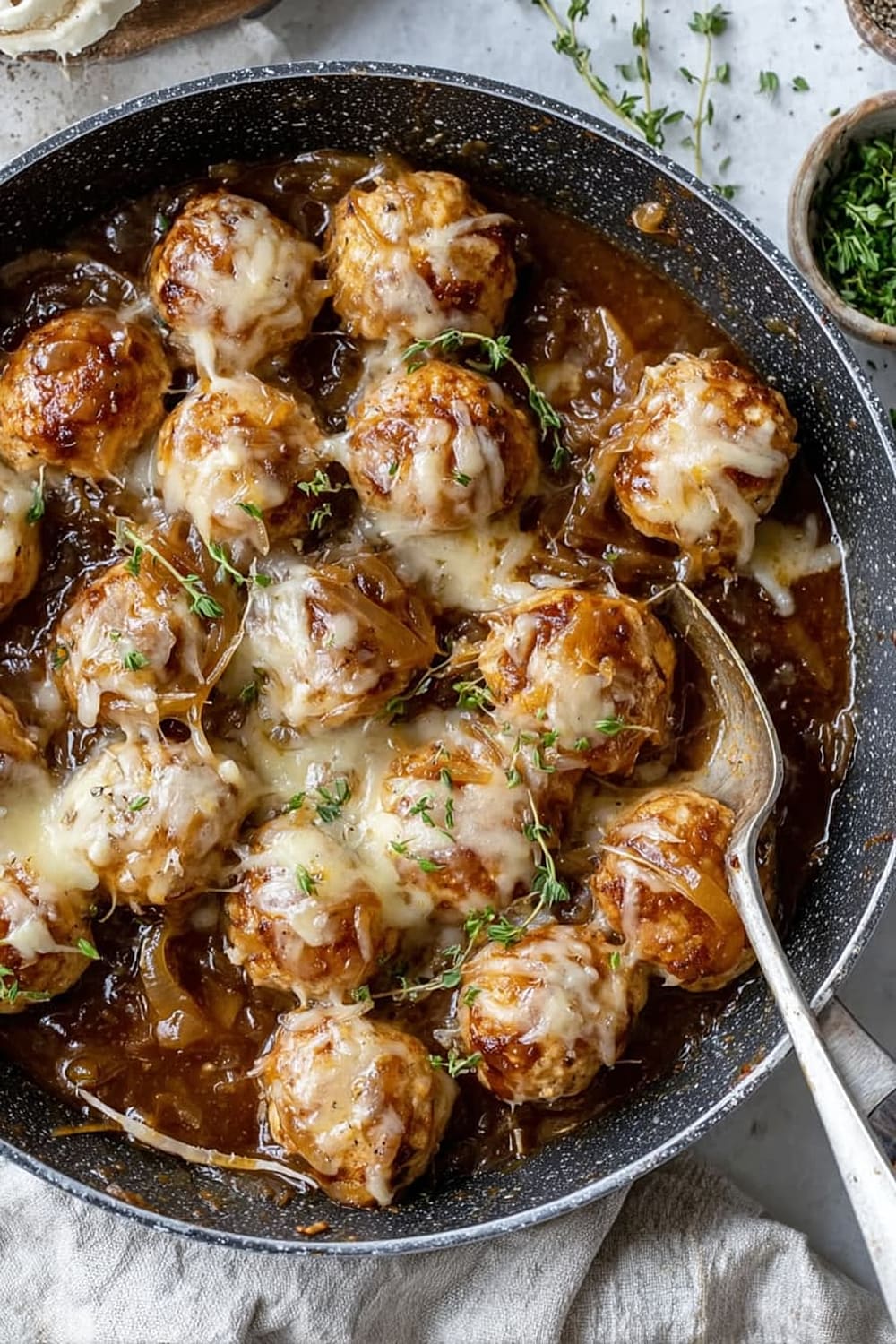 French Onion Chicken Meatballs