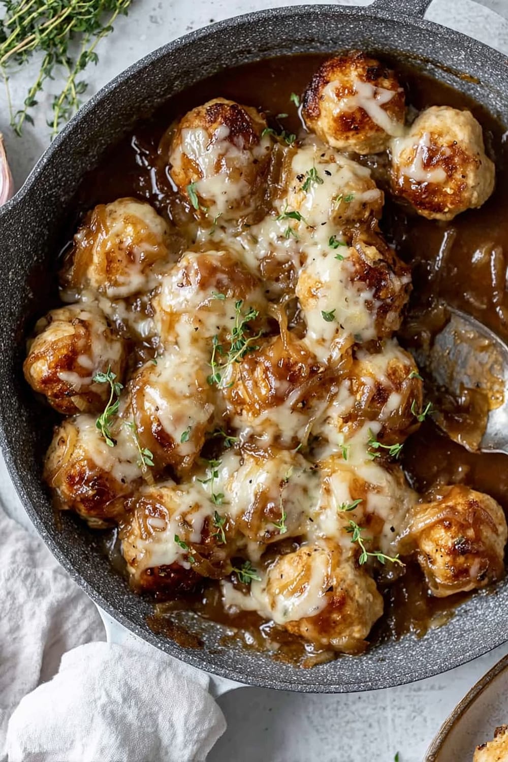 French Onion Chicken Meatballs