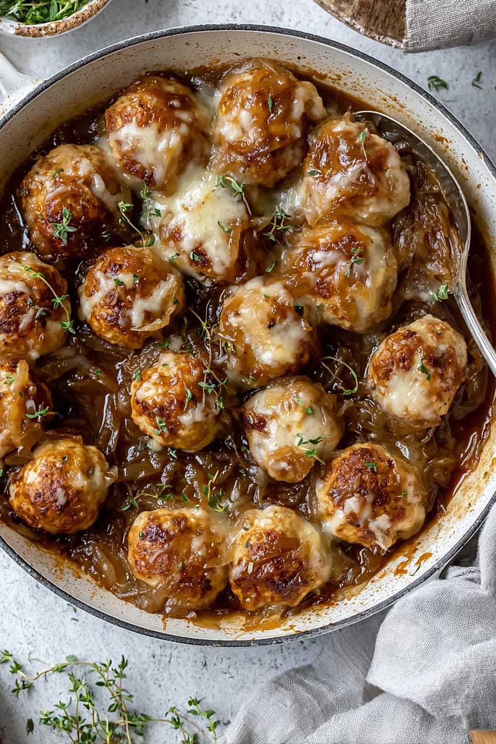 French Onion Chicken Meatballs