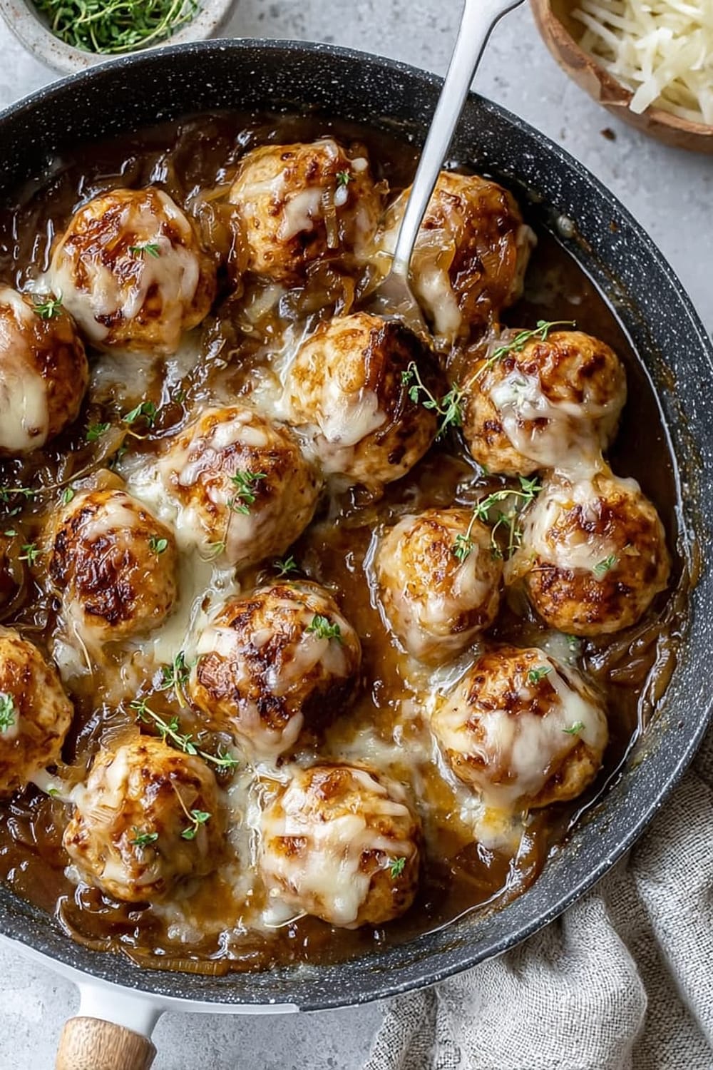 French Onion Chicken Meatballs