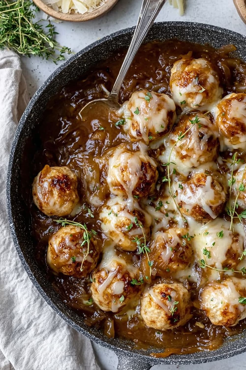 French Onion Chicken Meatballs