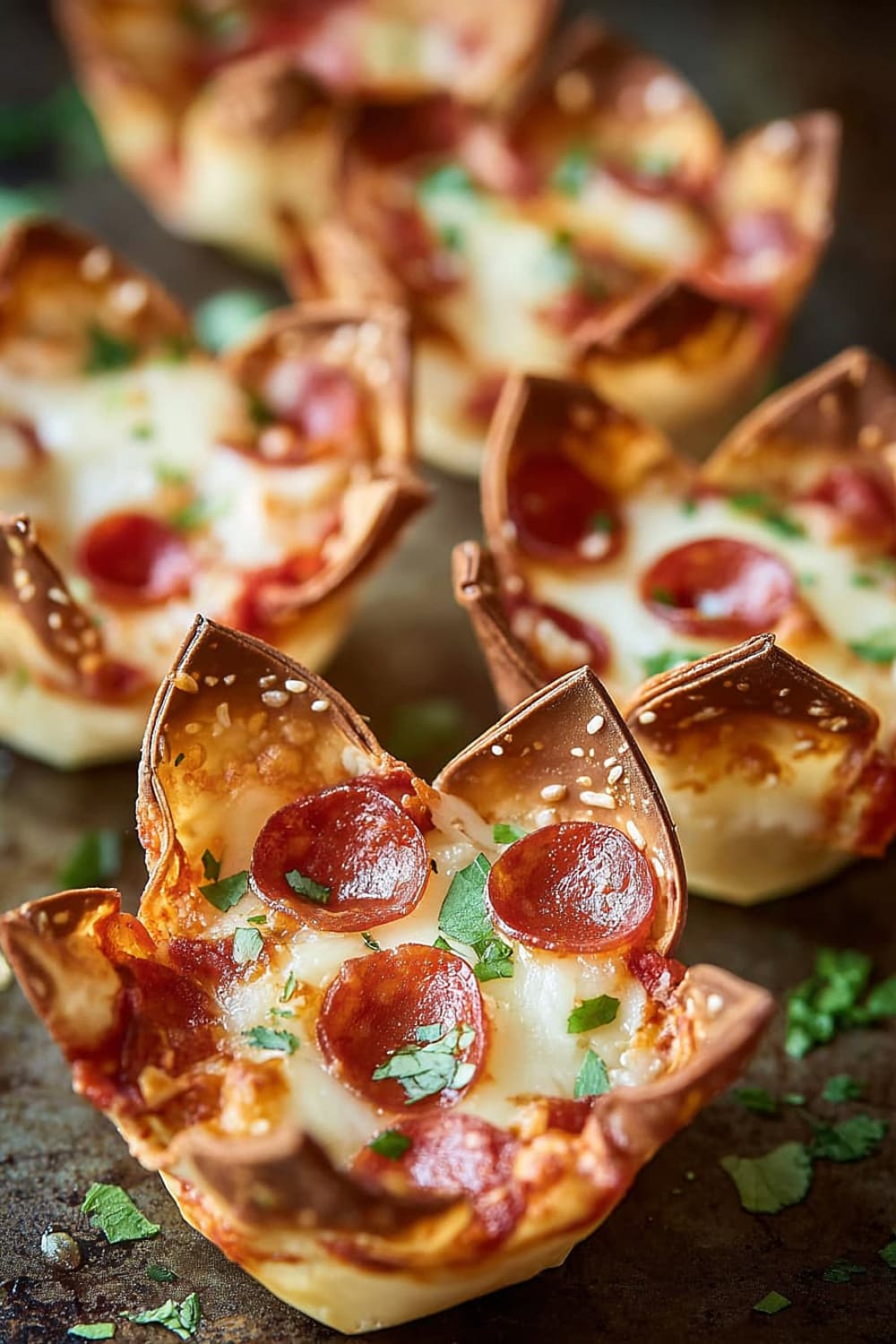 Wonton Pizza Cups