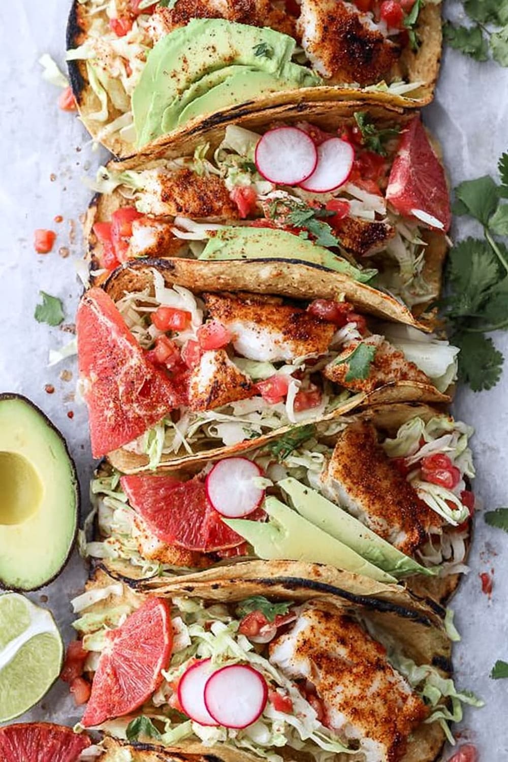 Cajun Fish Tacos with Blood Orange Slaw