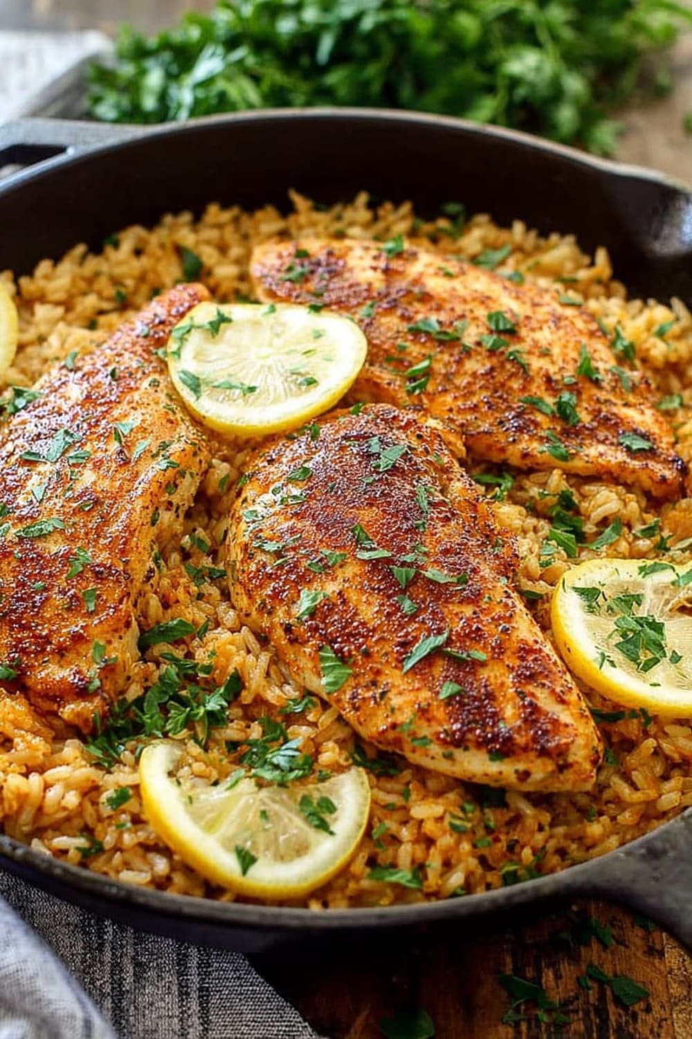 Simple Garlic Parmesan Chicken with Lemon Rice
