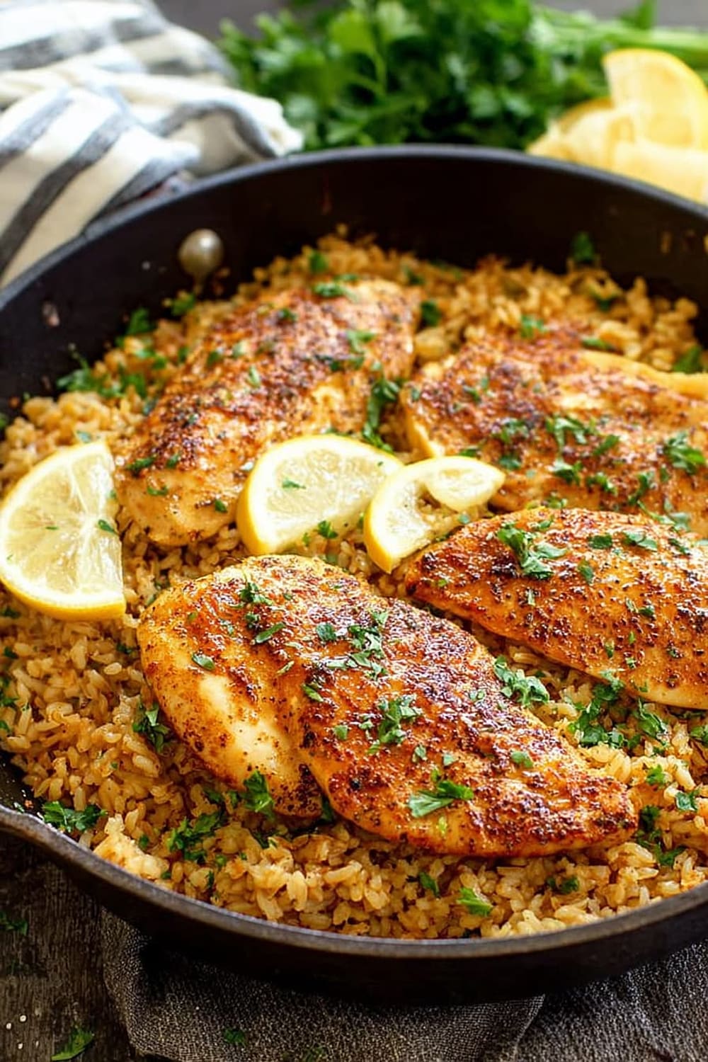 Simple Garlic Parmesan Chicken with Lemon Rice