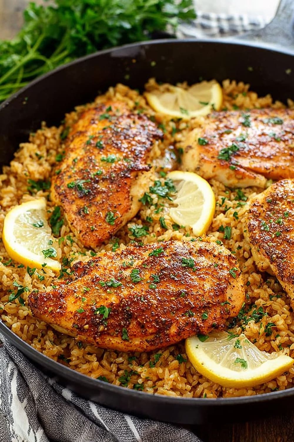 Simple Garlic Parmesan Chicken with Lemon Rice