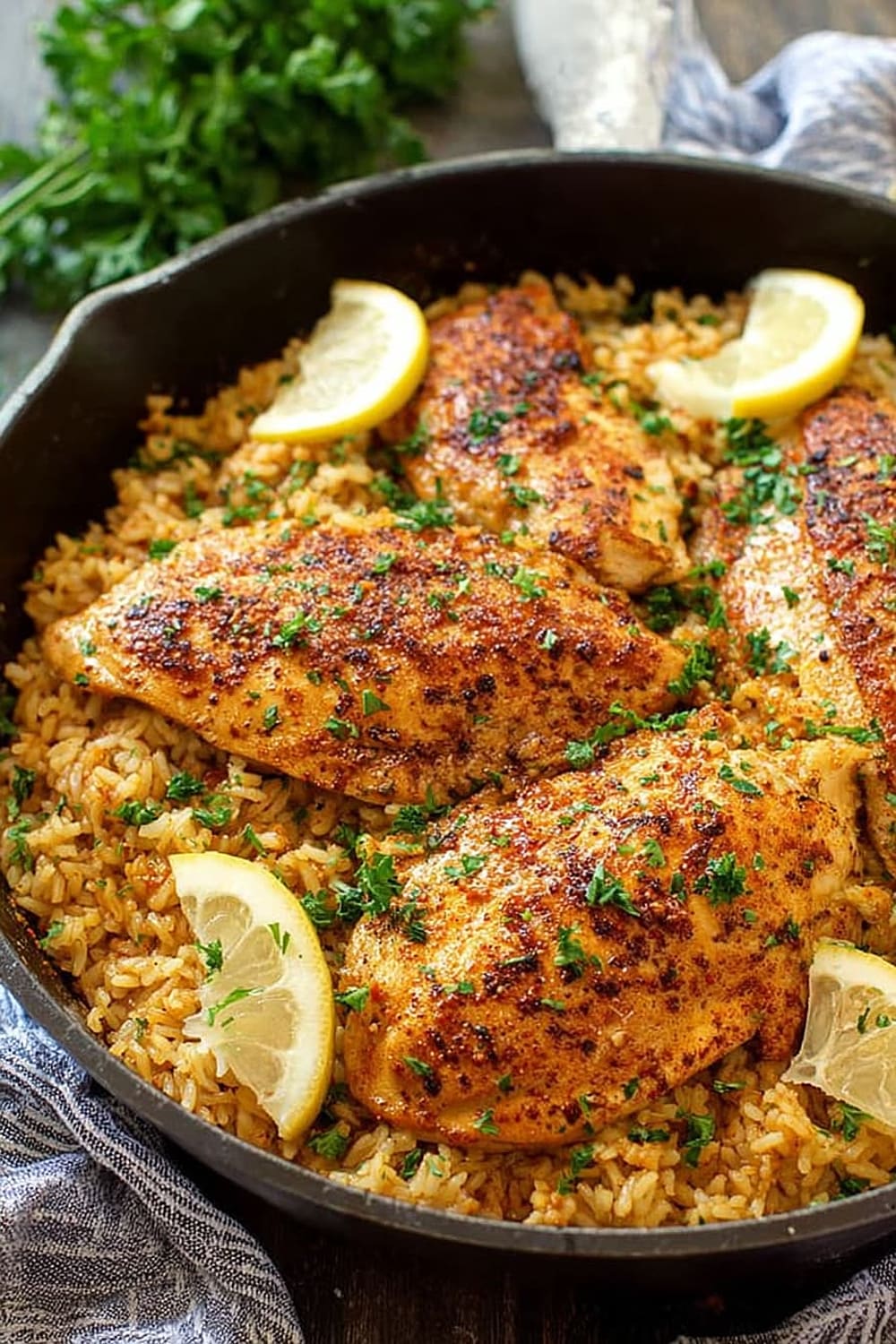 Simple Garlic Parmesan Chicken with Lemon Rice