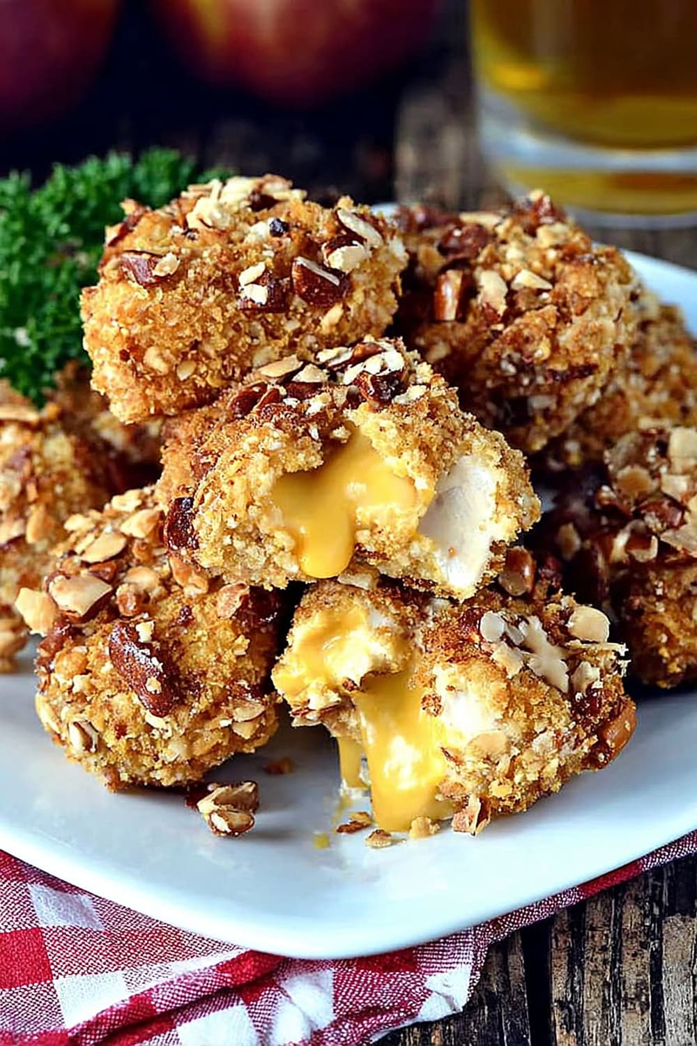 Pretzel-Crusted Chicken Nuggets Stuffed with Beer Cheese