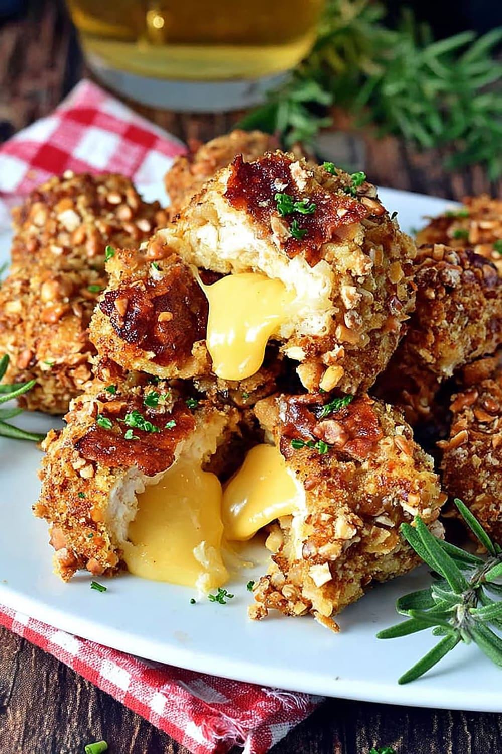 Pretzel-Crusted Chicken Nuggets Stuffed with Beer Cheese