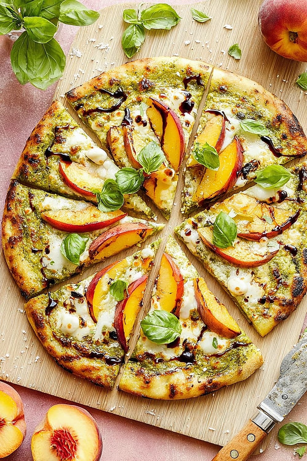 Summer Pesto Peach Pizza