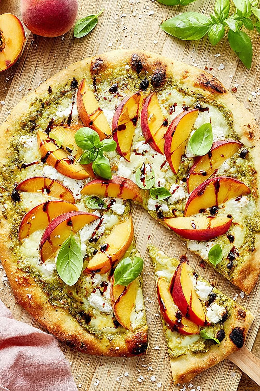 Summer Pesto Peach Pizza