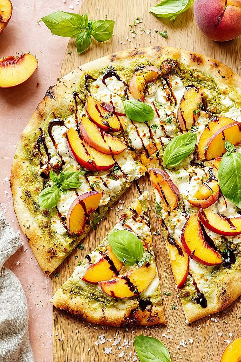 Summer Pesto Peach Pizza