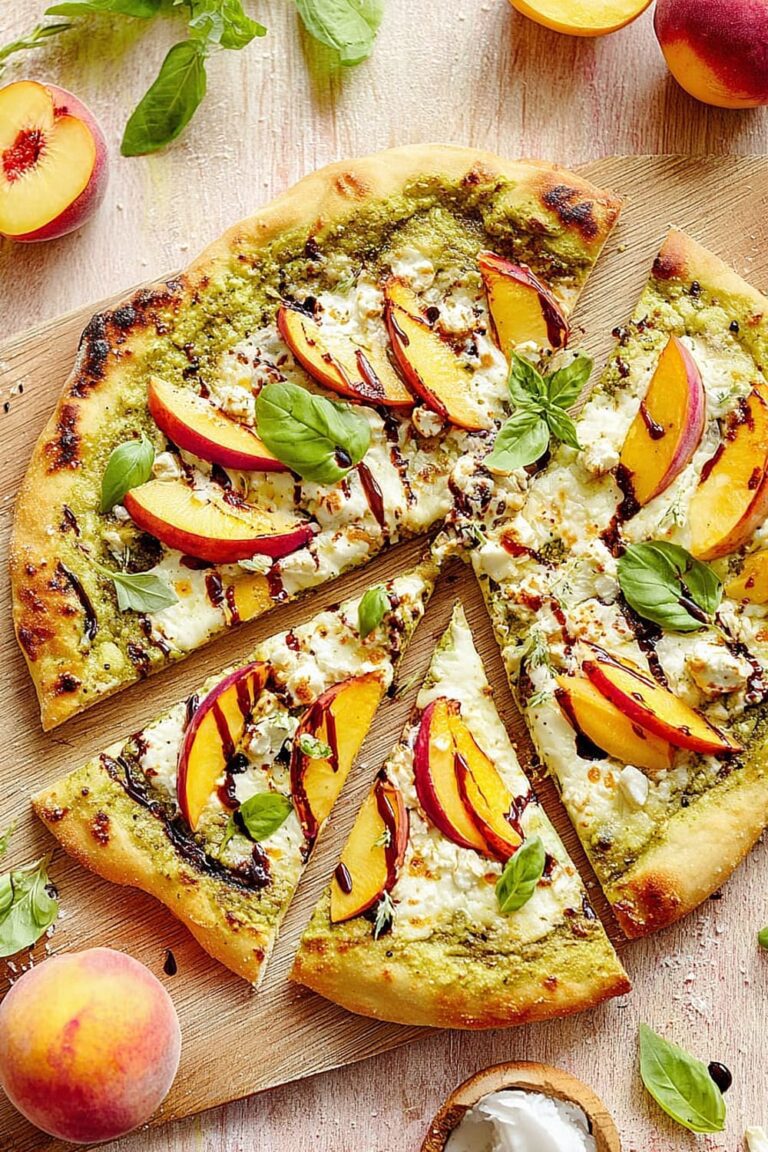 Summer Pesto Peach Pizza