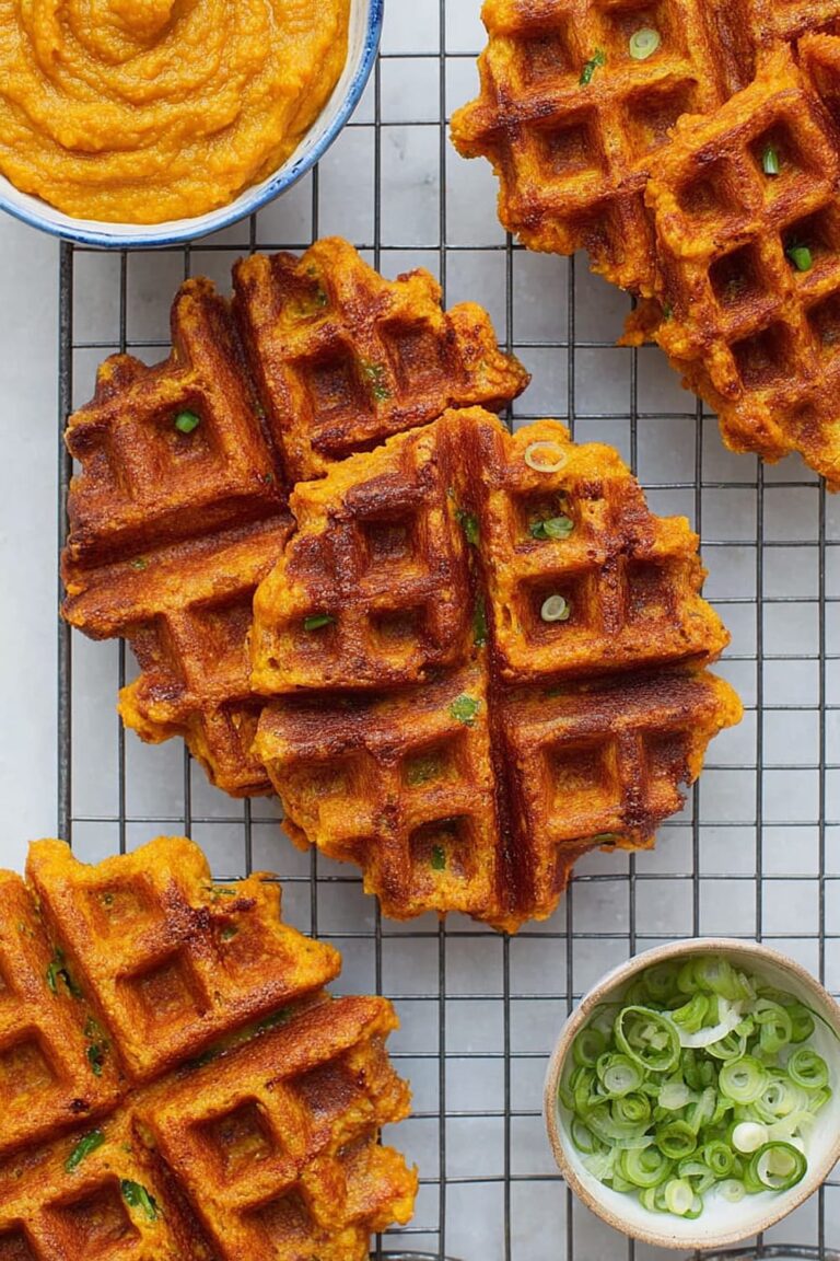 Savory Curry Pumpkin Waffles (Mochi Waffles)