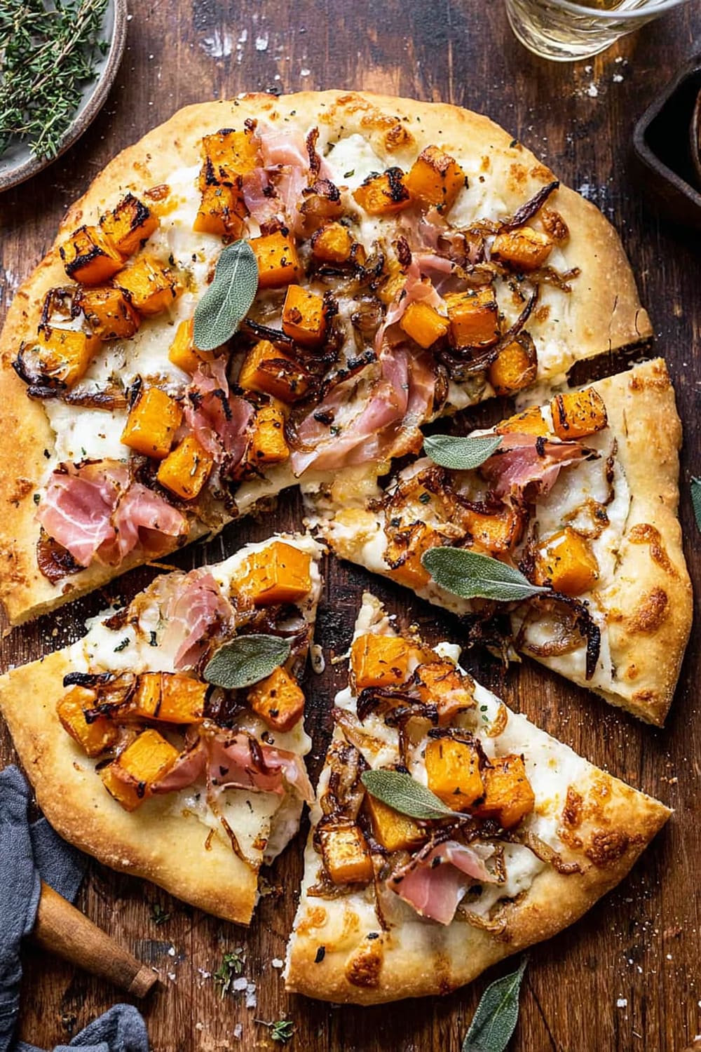 Roasted Butternut Squash Prosciutto Pizza with Caramelized Onions